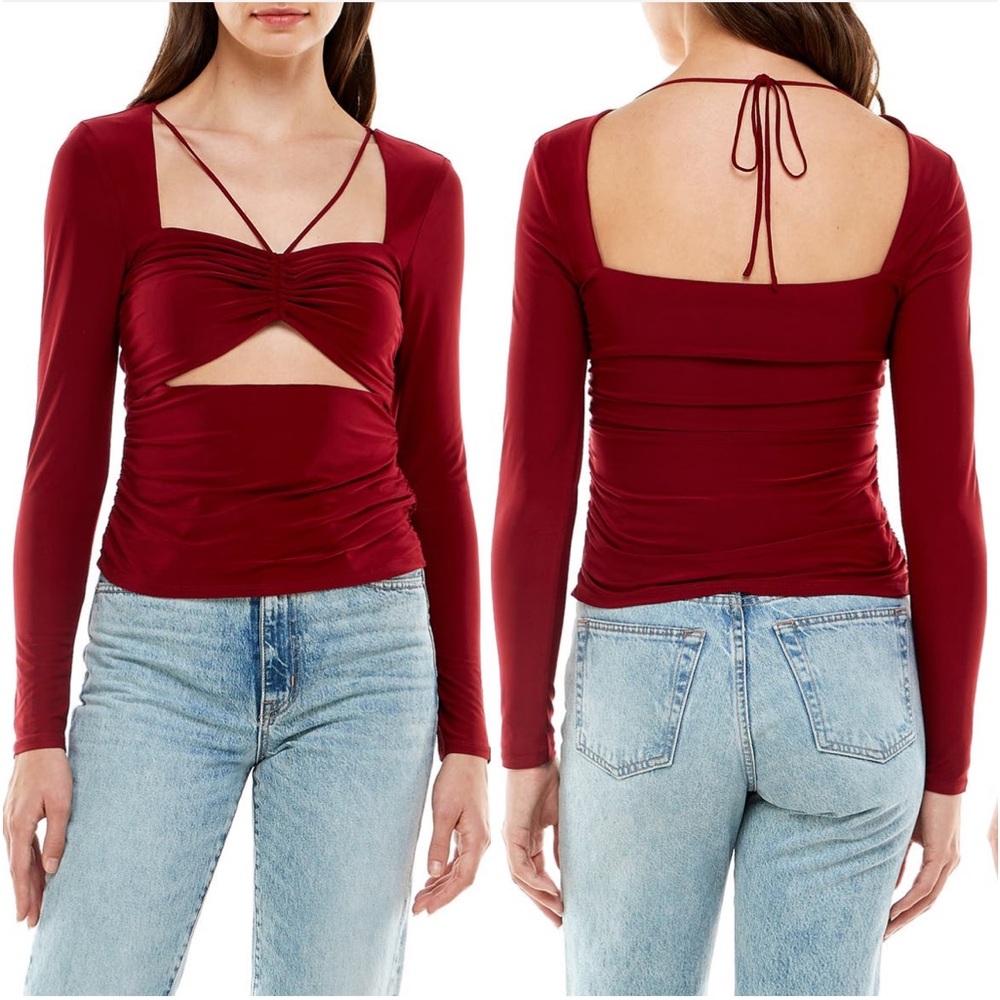 🆕 WAYF Melrose Cutout Halter Neck Long Sleeve Top